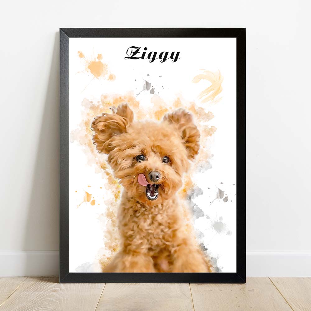 Custom Dog Portrait From Photo Digital Hand Painted Artwork