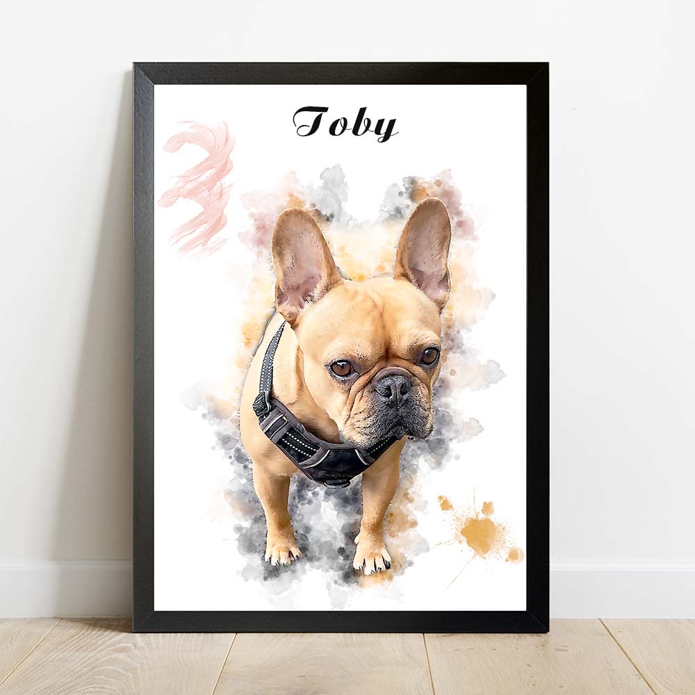 Custom Dog Portrait From Photo Digital Hand Painted Artwork