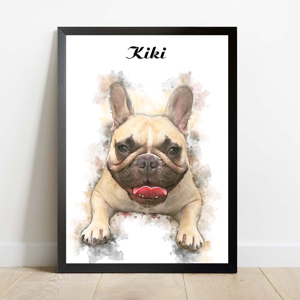 Custom Dog Portrait From Photo Digital Hand Painted Artwork