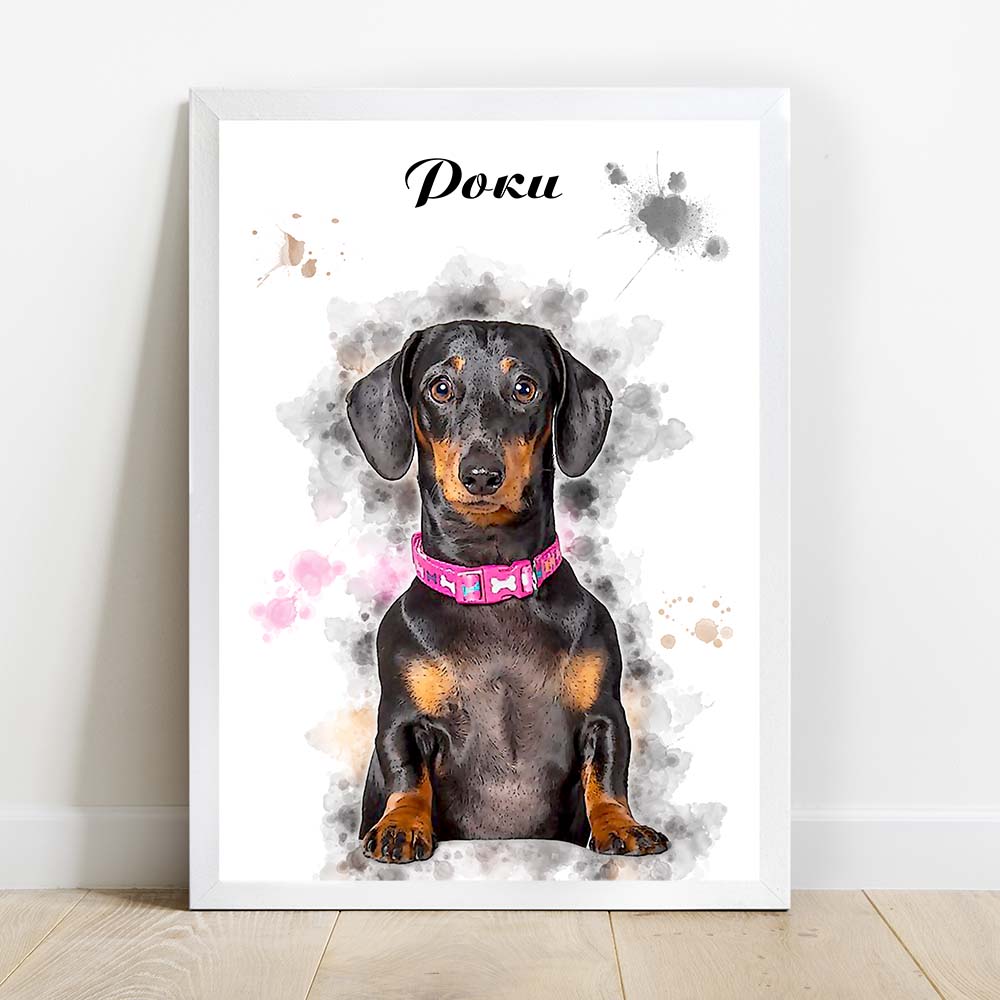 Custom Dog Portrait From Photo Digital Hand Painted Artwork