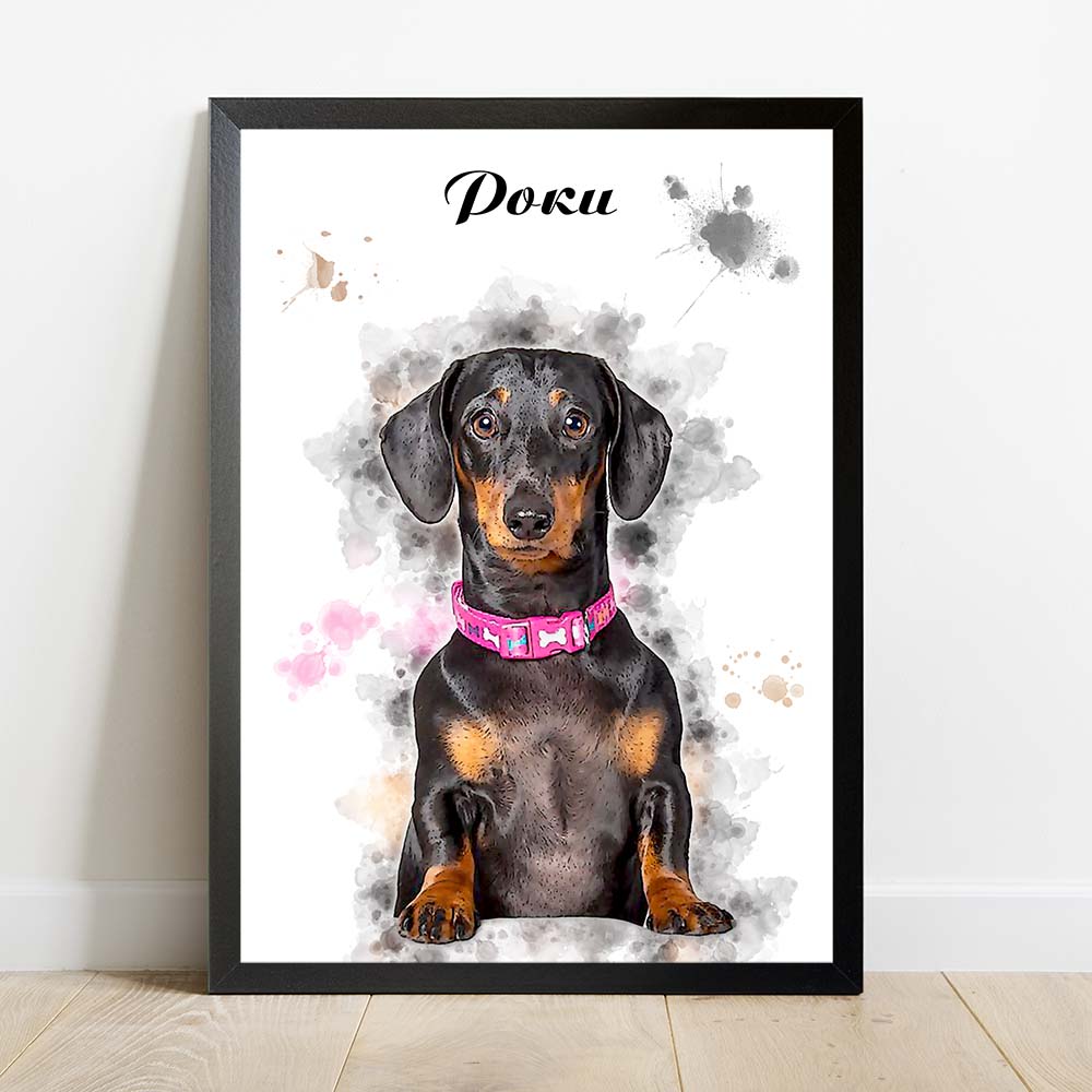 Custom Dog Portrait From Photo Digital Hand Painted Artwork