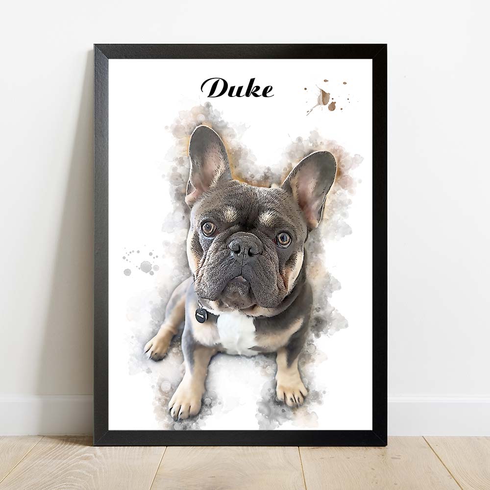 Custom Dog Portrait From Photo Digital Hand Painted Artwork