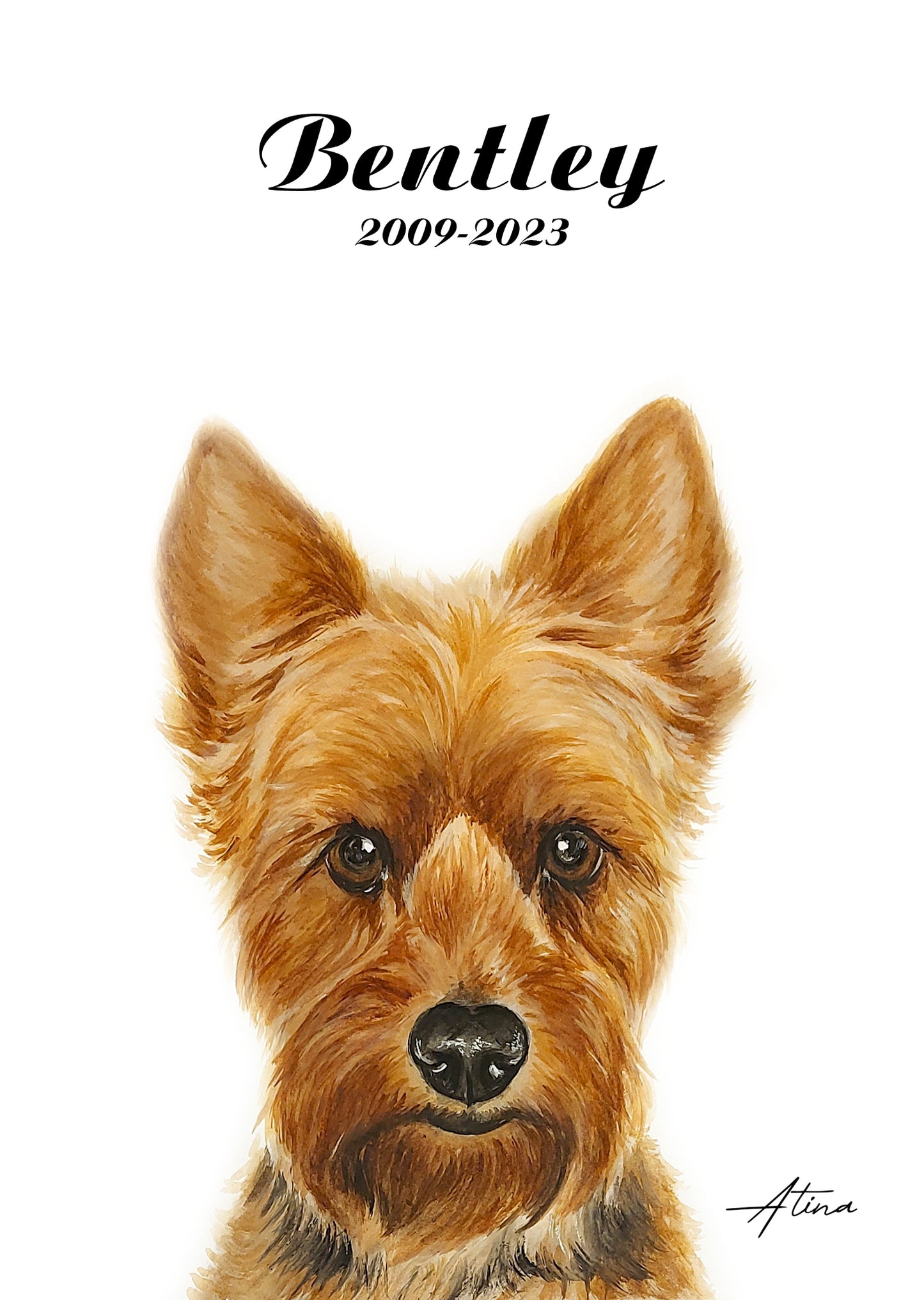 Memorial Custom Dog Portrait From Photo 100% Watercolor Hand Painting