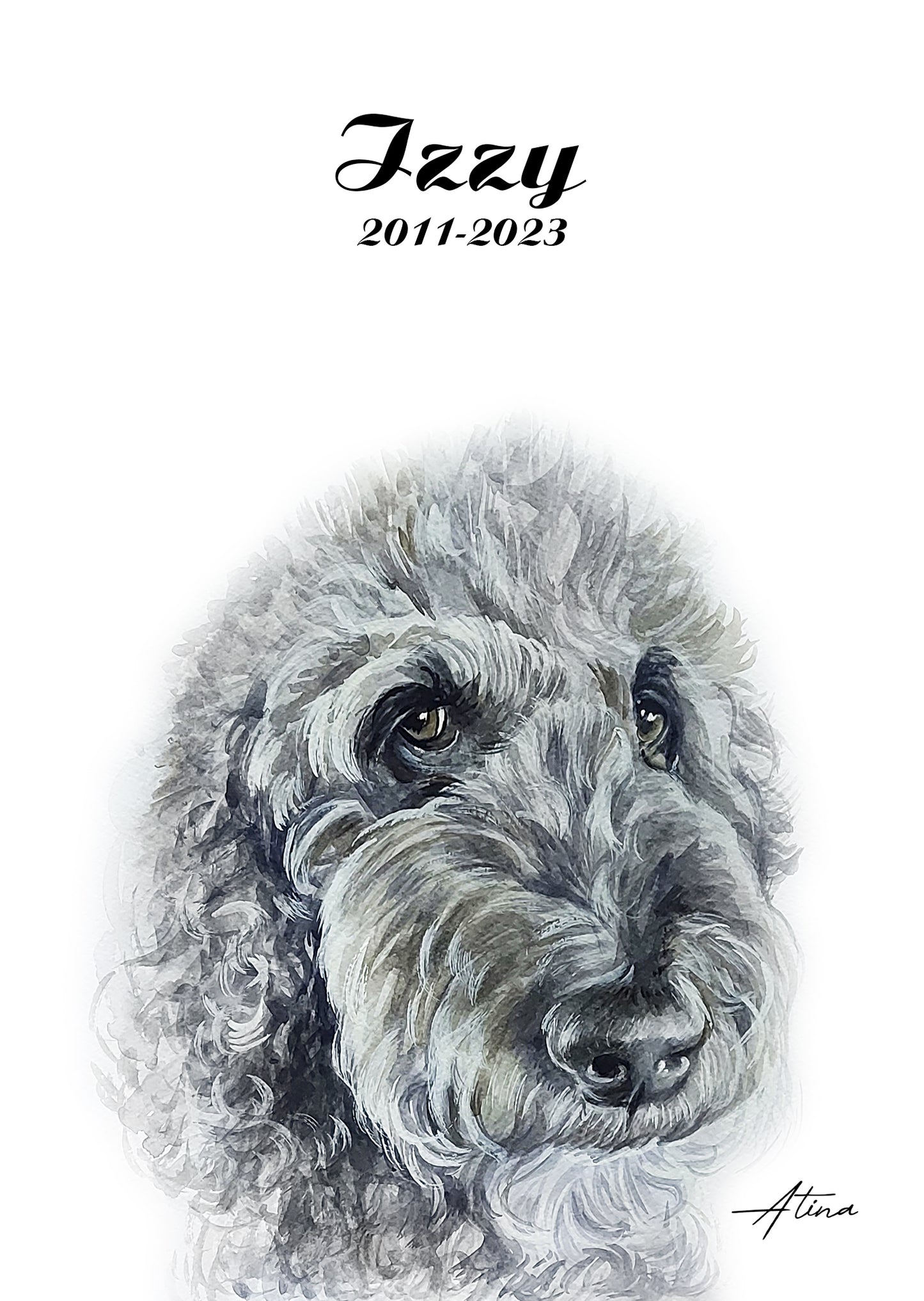 Memorial Custom Dog Portrait From Photo 100% Watercolor Hand Painting