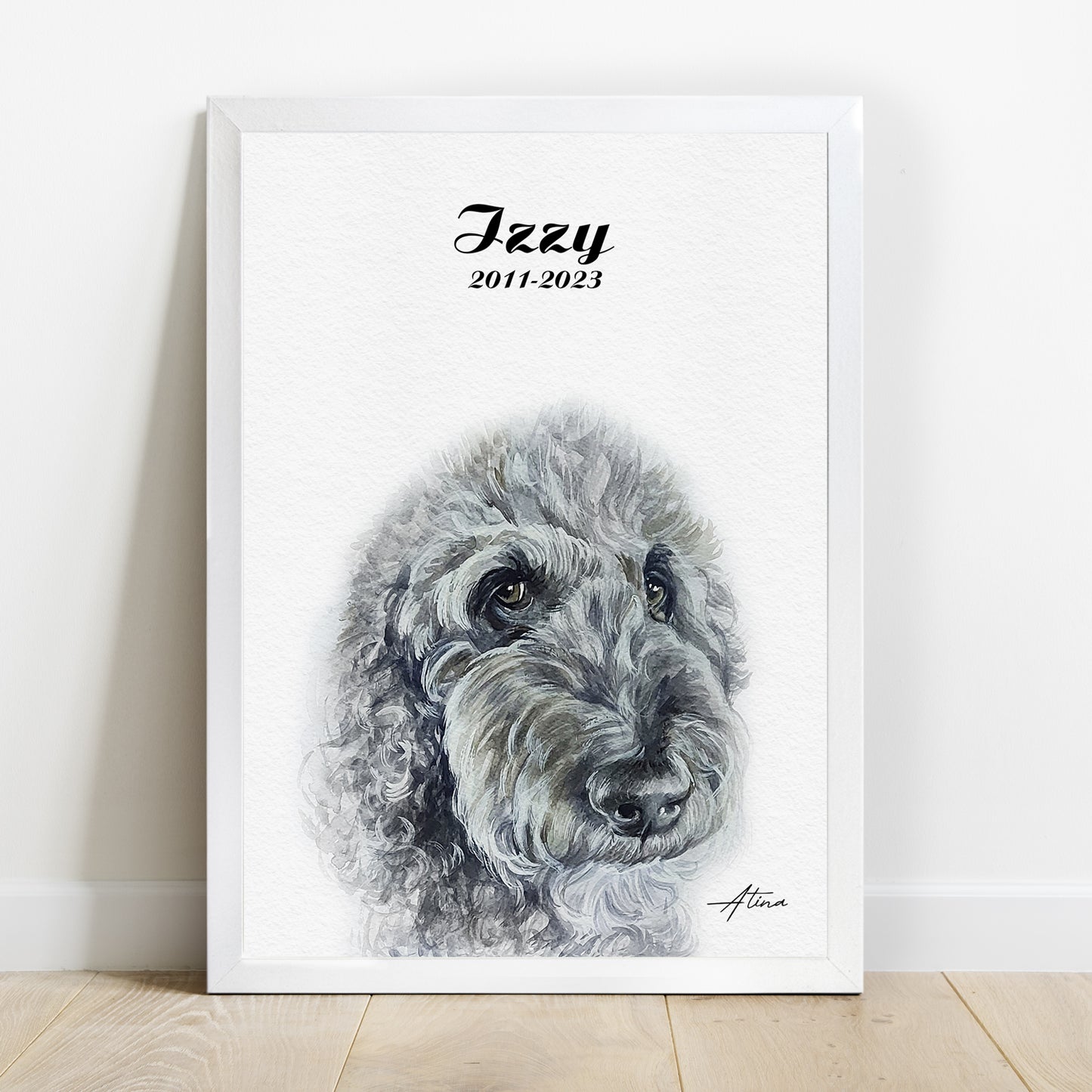 Memorial Custom Dog Portrait From Photo 100% Watercolor Hand Painting