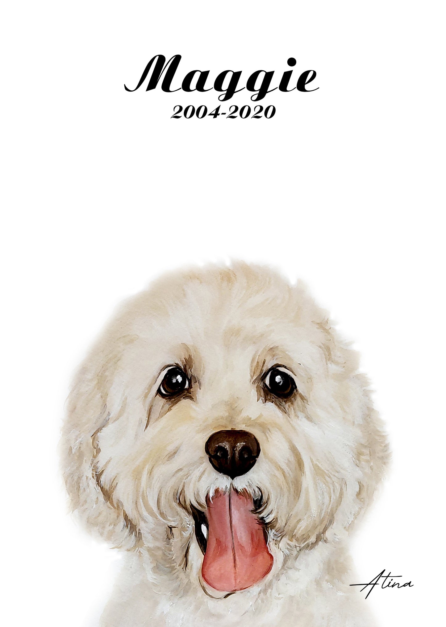 Memorial Custom Dog Portrait From Photo 100% Watercolor Hand Painting