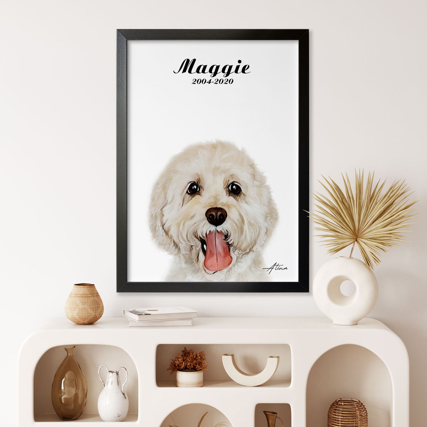 Memorial Custom Dog Portrait From Photo 100% Watercolor Hand Painting