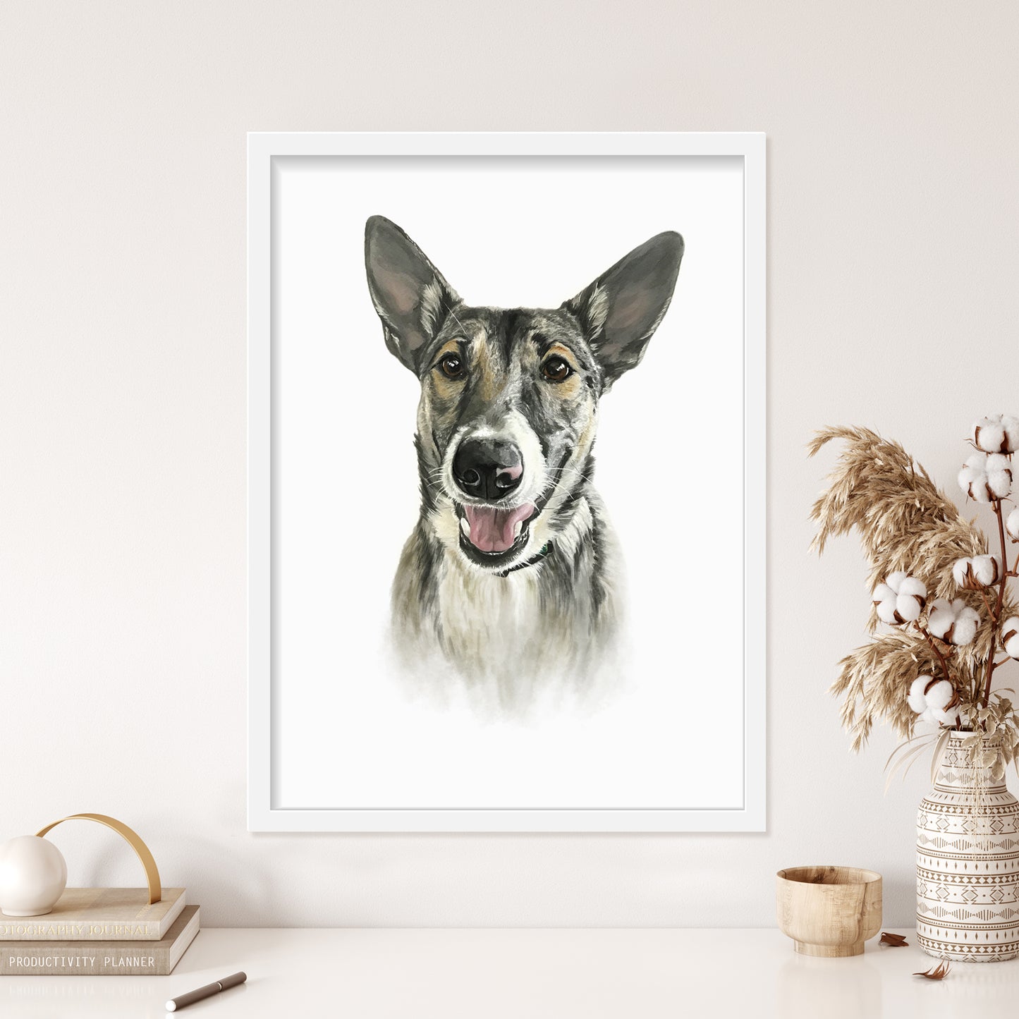 Custom Dog Portrait From Photo 100% Watercolor Hand Painting Classic