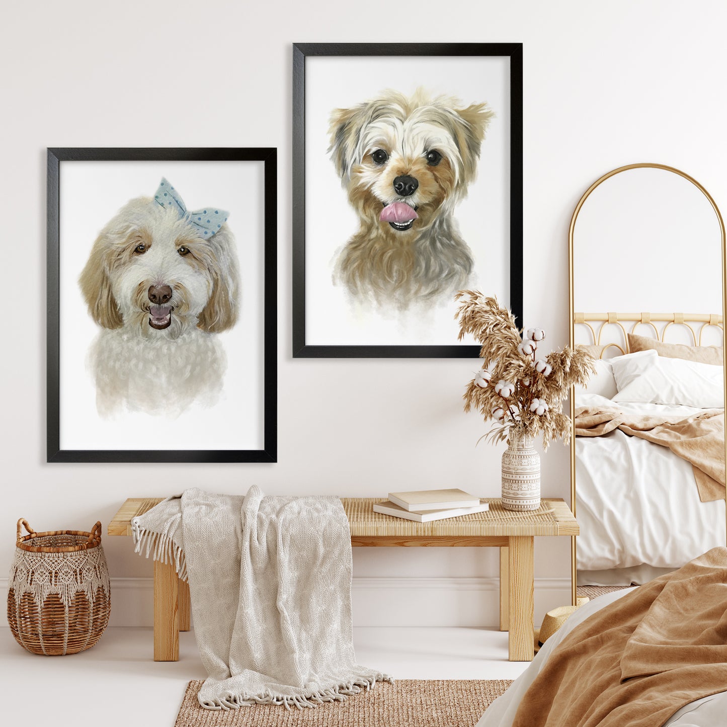 Custom Dog Portrait From Photo 100% Watercolor Hand Painting Classic