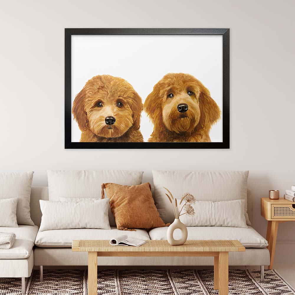 Custom Double Pet Portrait From Photo 100% Watercolor Hand Painting Peekaboo