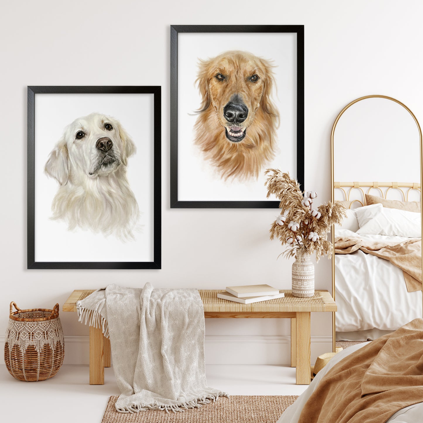 Custom Dog Portrait From Photo 100% Watercolor Hand Painting Classic