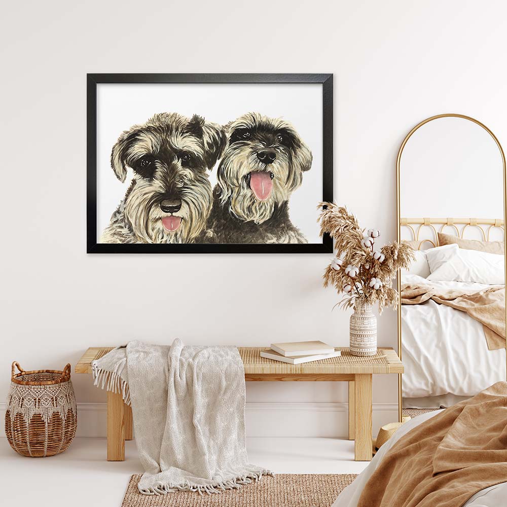 Custom Double Pet Portrait From Photo 100% Watercolor Hand Painting Peekaboo