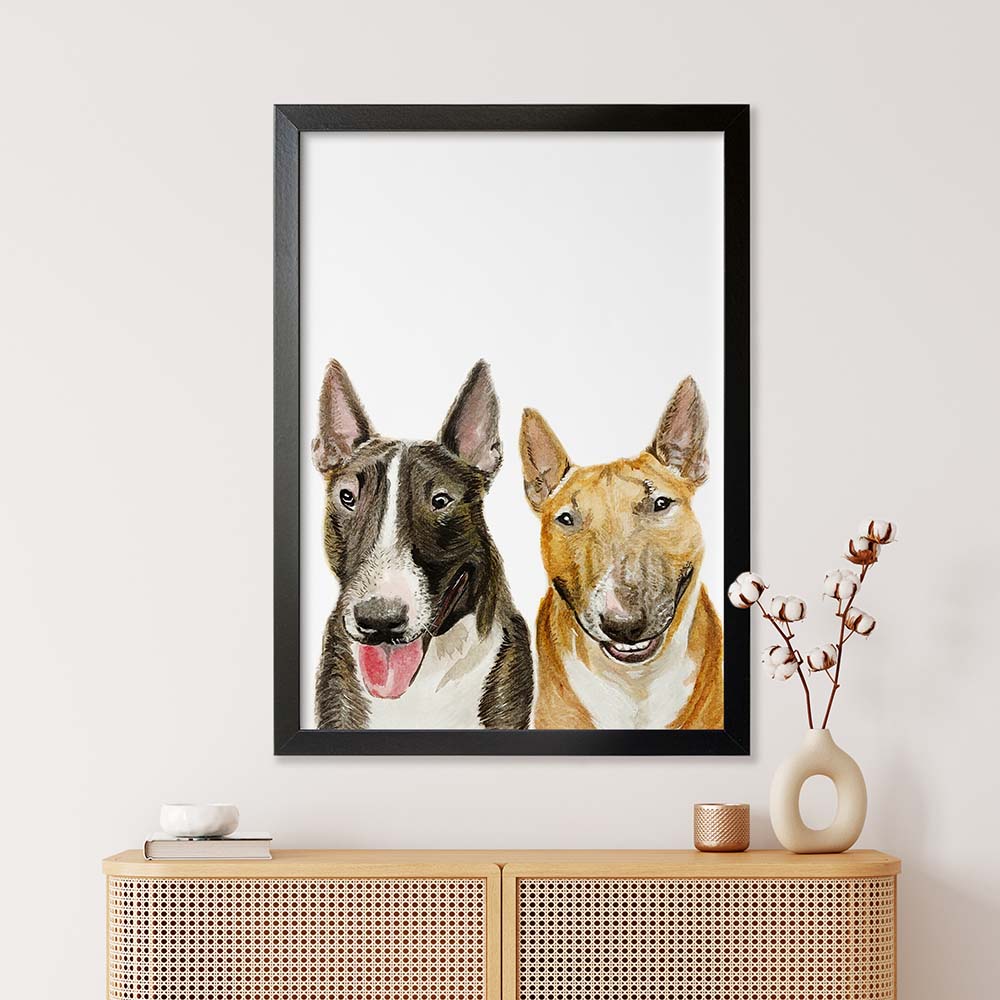 Custom Double Pet Portrait From Photo 100% Watercolor Hand Painting Peekaboo