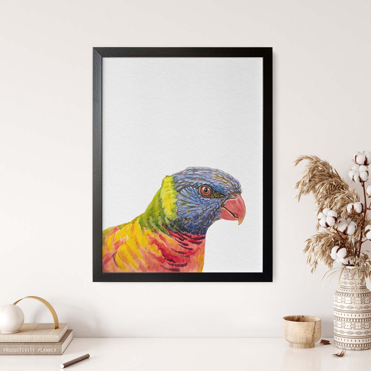 Custom Parrot Portrait From Photo 100% Watercolor Hand Painting Peekaboo
