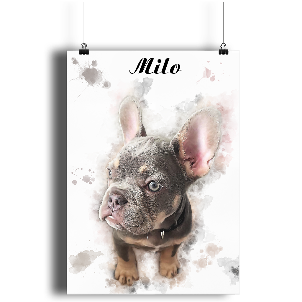 Custom Dog Portrait From Photo Digital Hand Painted Artwork