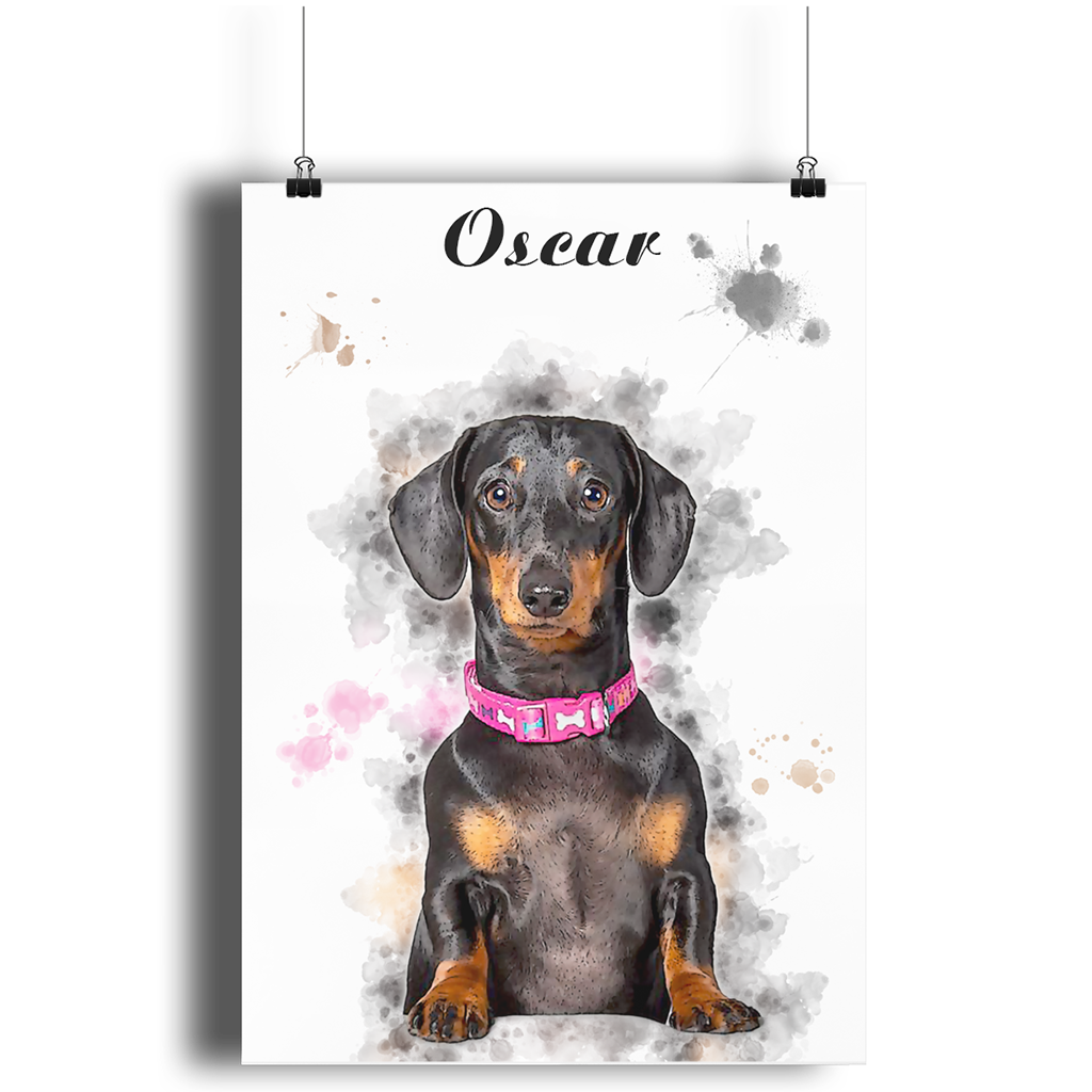 Custom Dog Portrait From Photo Digital Hand Painted Artwork