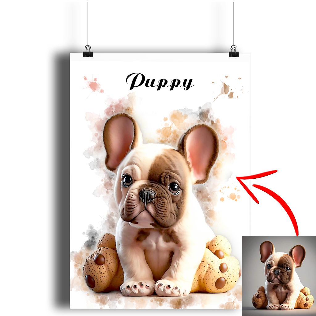 Custom Dog Portrait From Photo Digital Hand Painted Artwork