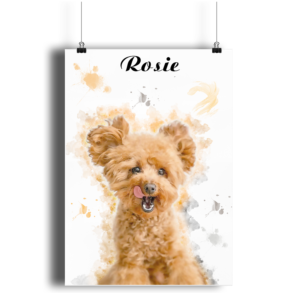 Custom Dog Portrait From Photo Digital Hand Painted Artwork