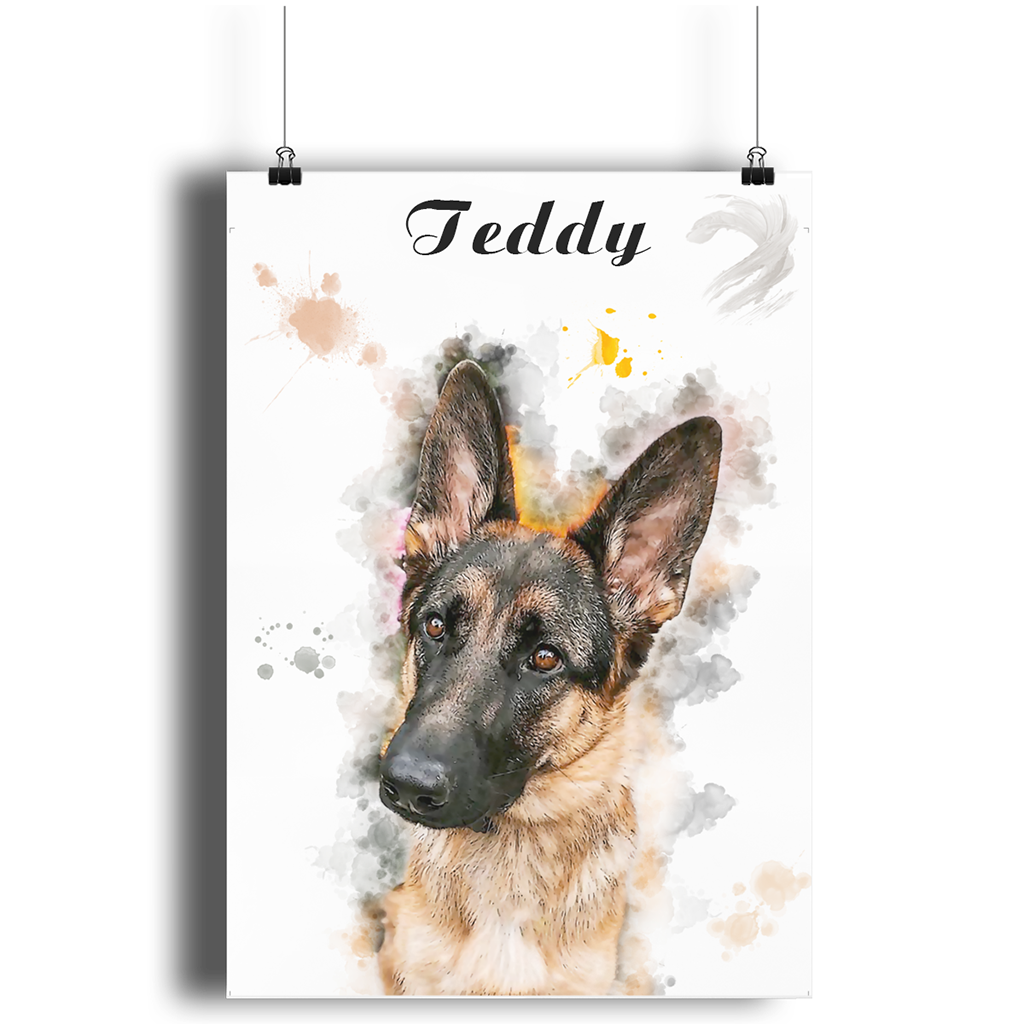 Custom Dog Portrait From Photo Digital Hand Painted Artwork