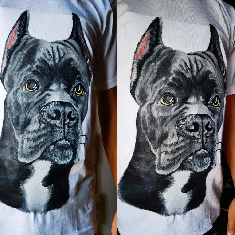 T-SHIRT With Personalozed Pet Portrait From Photo 100% Hand-Painted With Fabric Paints