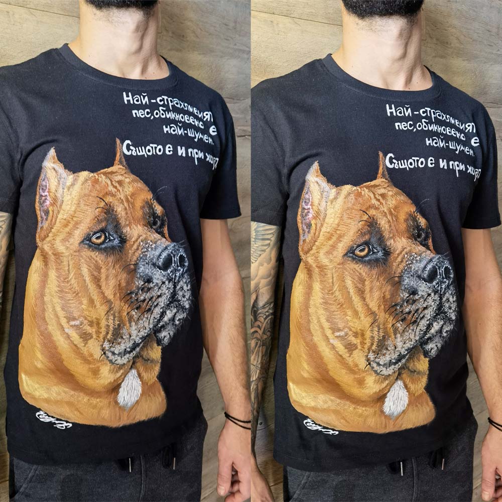 T-SHIRT With Personalozed Pet Portrait From Photo 100% Hand-Painted With Fabric Paints