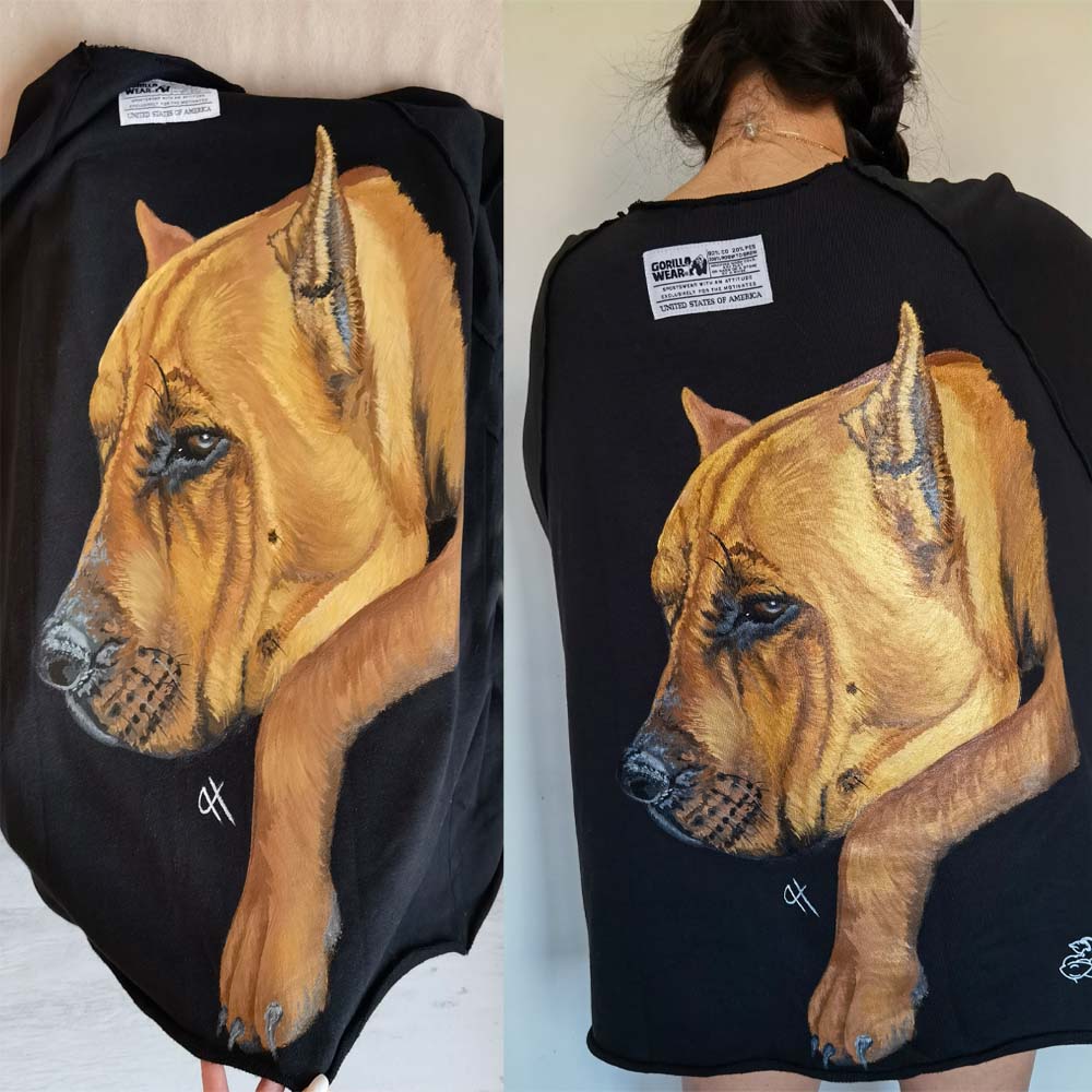 T-SHIRT With Personalozed Pet Portrait From Photo 100% Hand-Painted With Fabric Paints
