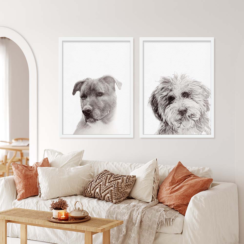 GRAPHITE-PENCILS Personalized Pet Portrait From Photo 100% Hand-Painted