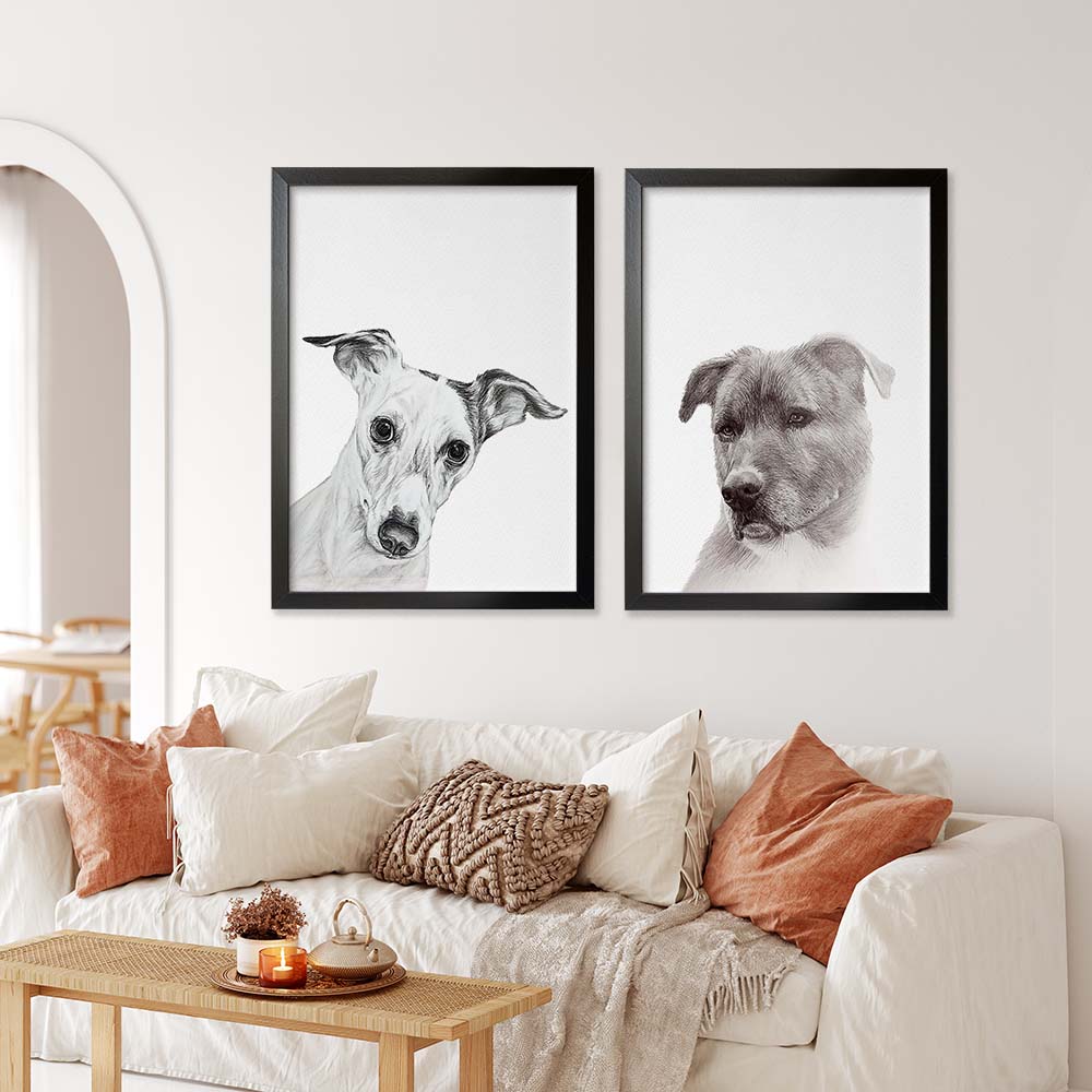 GRAPHITE-PENCILS Personalized Pet Portrait From Photo 100% Hand-Painted