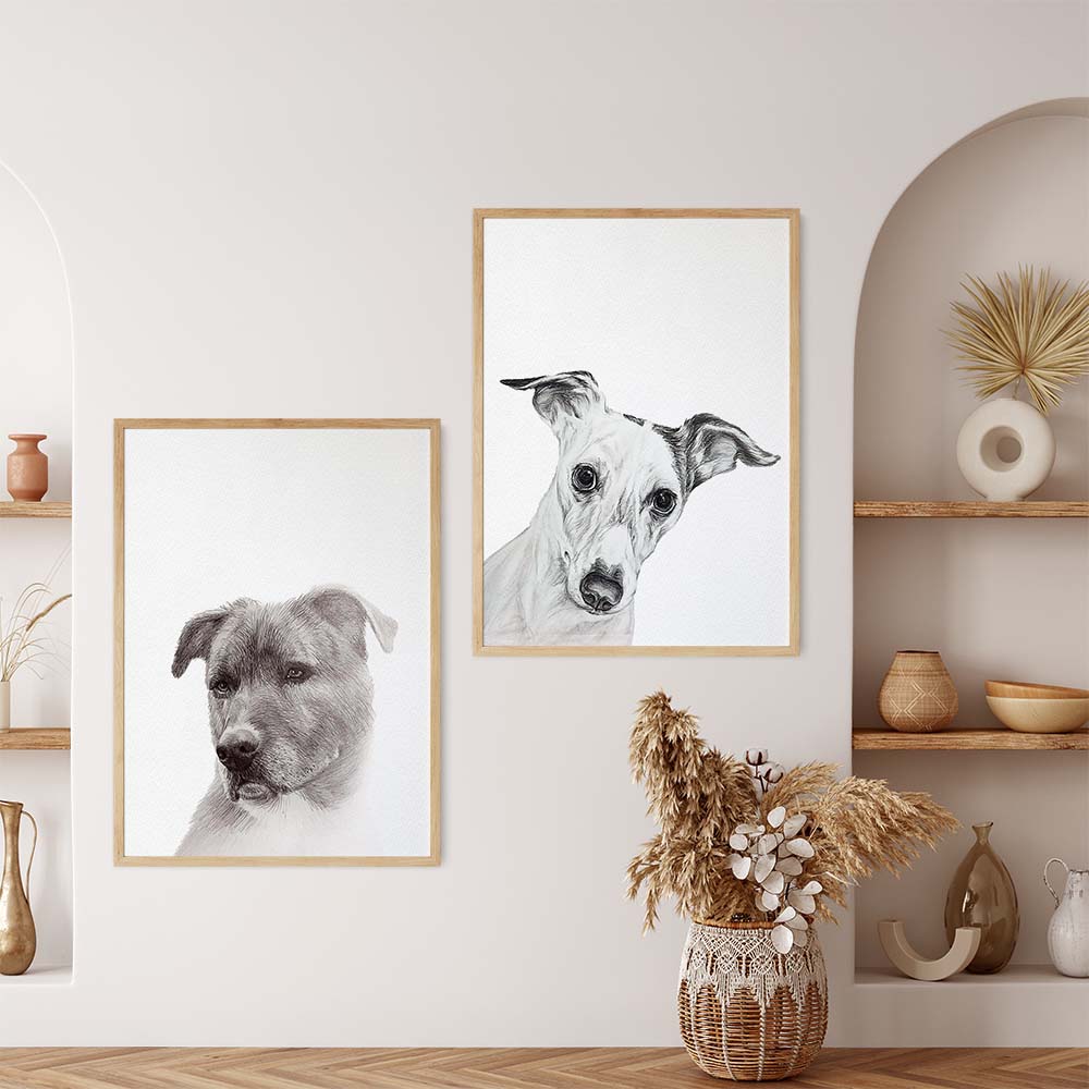 GRAPHITE-PENCILS Personalized Pet Portrait From Photo 100% Hand-Painted