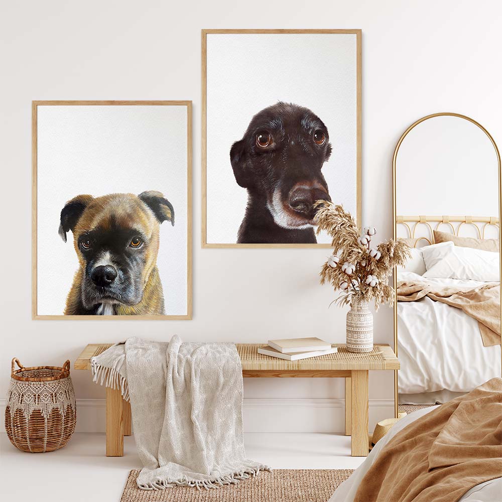 Personalized Pet Portrait From Photo 100% Hand-Painted With ACRYLIC Paints Peekaboo