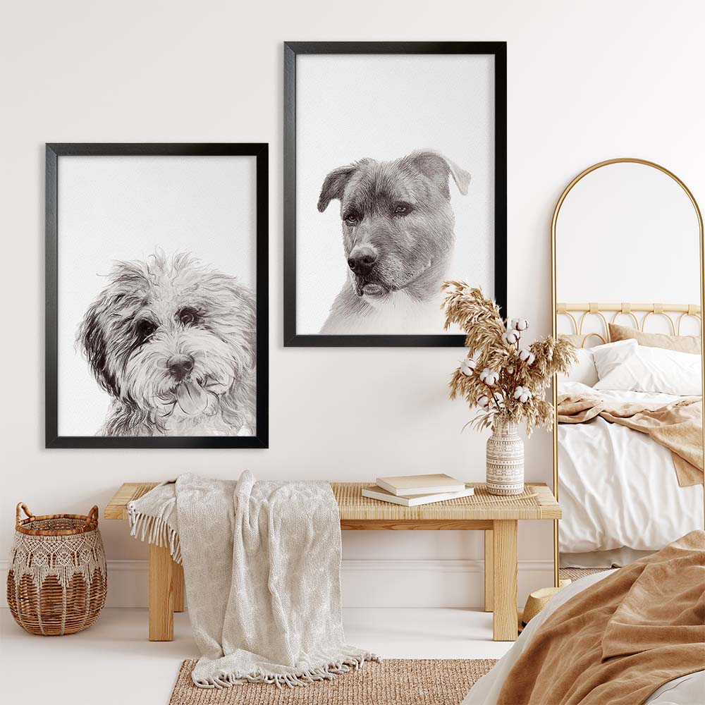 GRAPHITE-PENCILS Personalized Pet Portrait From Photo 100% Hand-Painted
