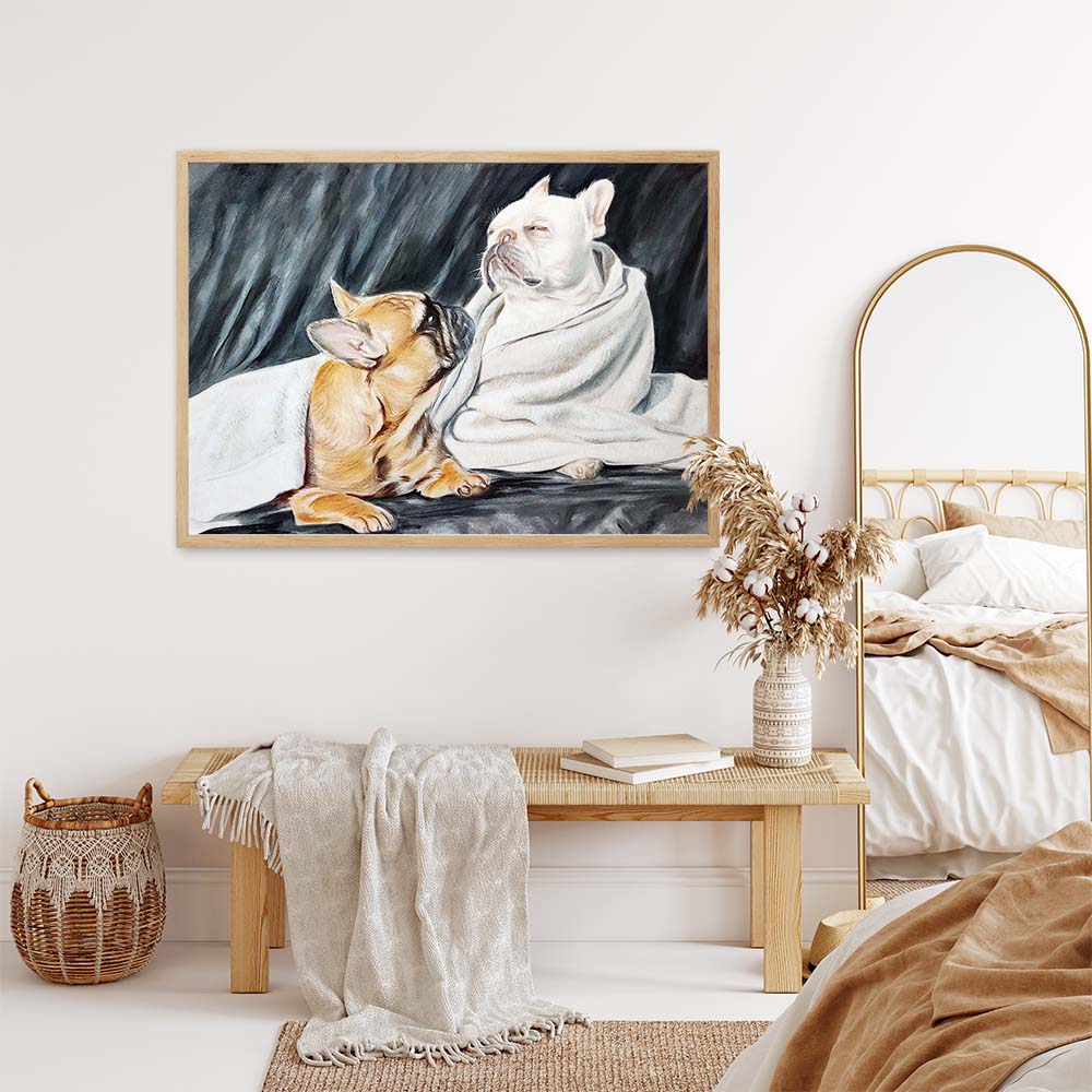 Custom Pet Portrait WITH BACKGROUND From Photo 100% Hand Painted