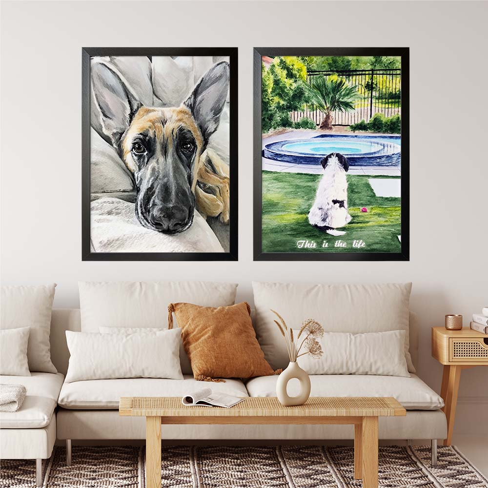 Custom Pet Portrait WITH BACKGROUND From Photo 100% Hand Painted
