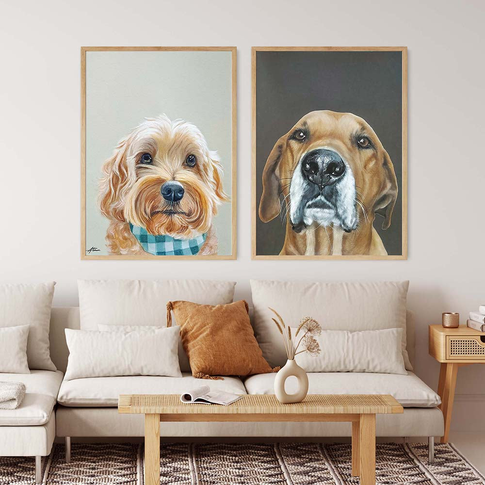 Custom Pet Portrait WITH BACKGROUND From Photo 100% Hand Painted