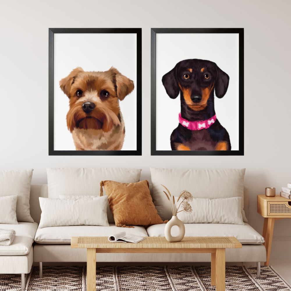 Custom Hand-Drawn Dog Portrait from Photo – Premium Physical Print