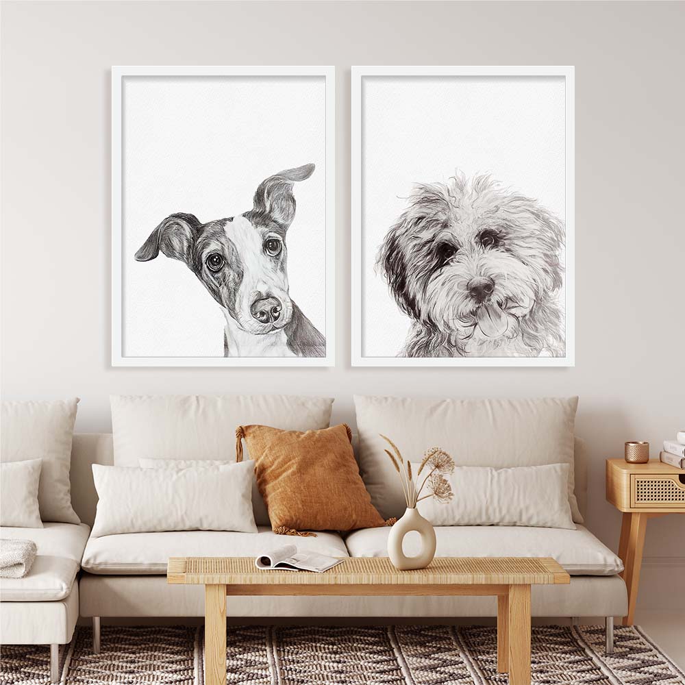 GRAPHITE-PENCILS Personalized Pet Portrait From Photo 100% Hand-Painted