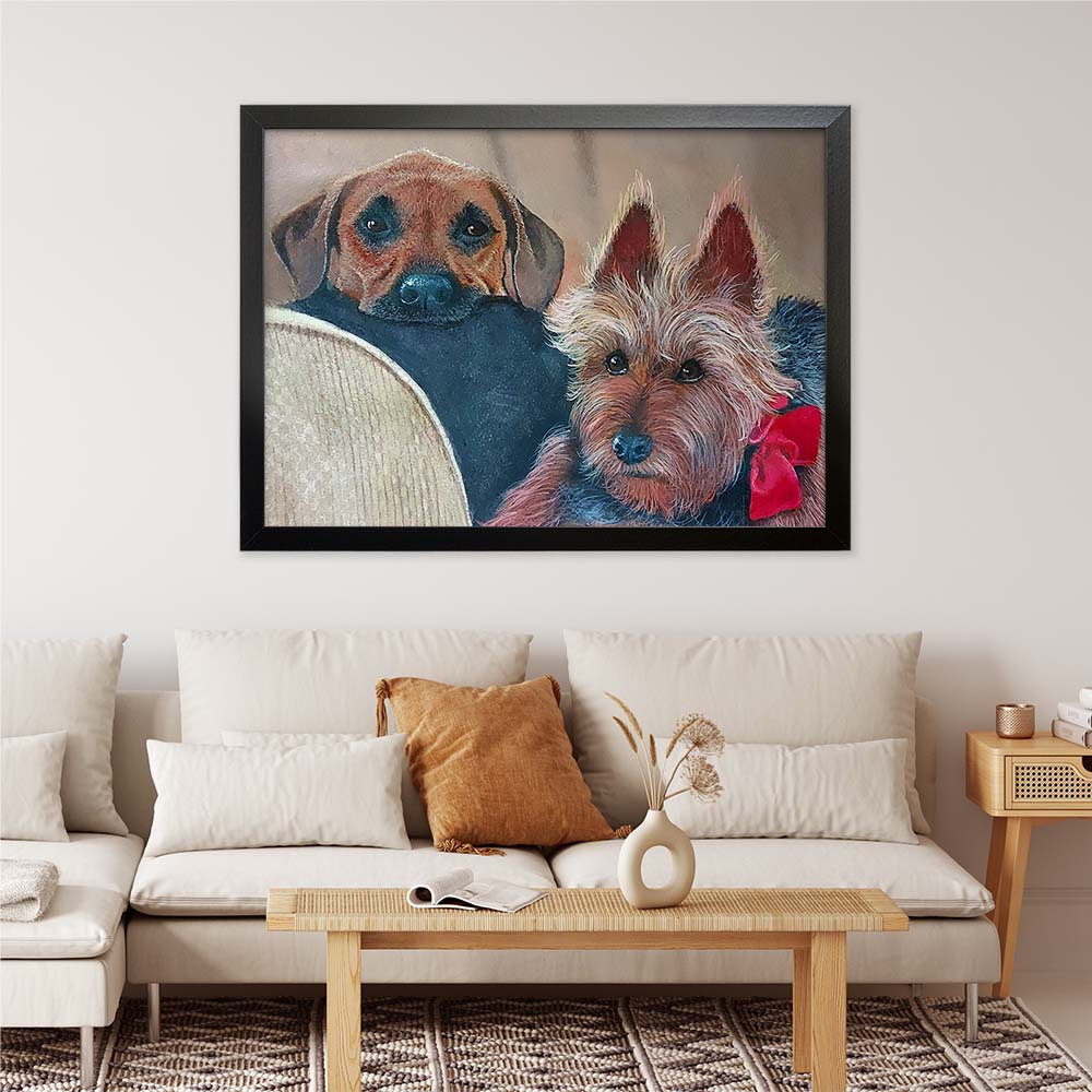 Custom Pet Portrait WITH BACKGROUND From Photo 100% Hand Painted