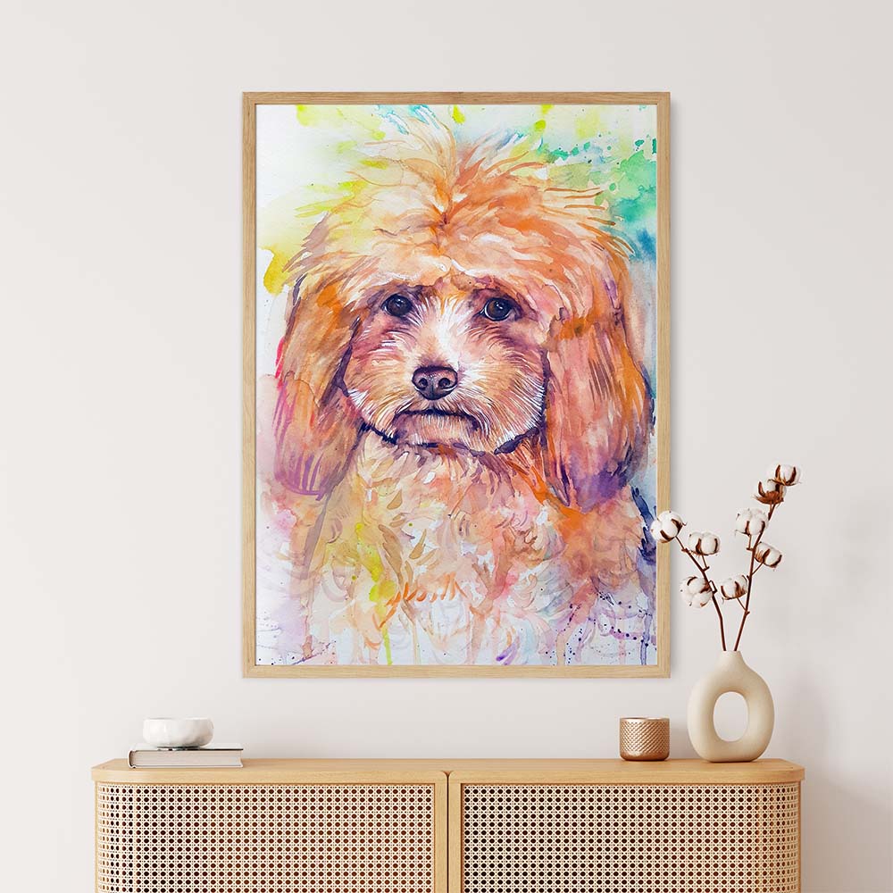 Personalized Pet Portrait From Photo 100% Multi-Colors Watercolor Hand Painting