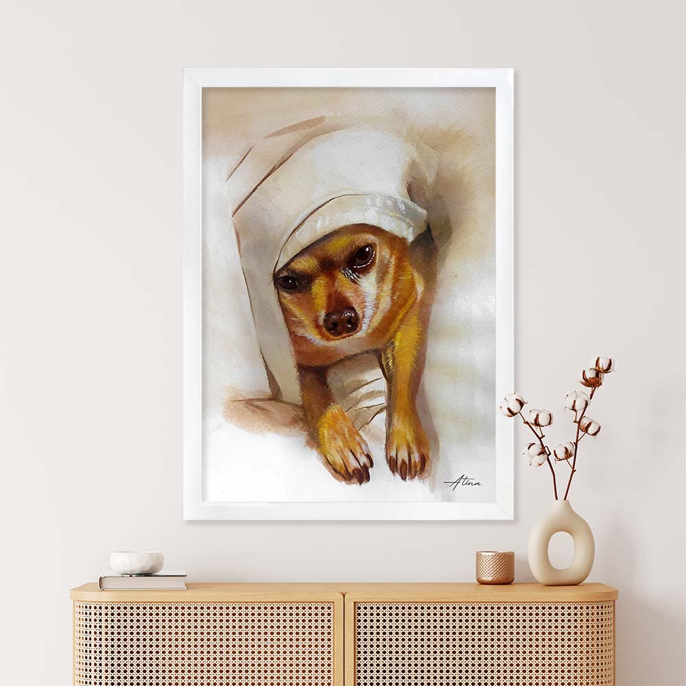Custom Pet Portrait WITH BACKGROUND From Photo 100% Hand Painted