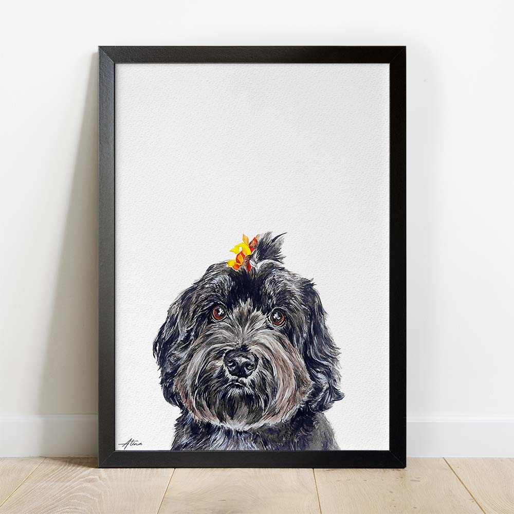 HILARIOUS Custom Pet Portrait From Photo 100% Watercolor Hand Painting Peekaboo