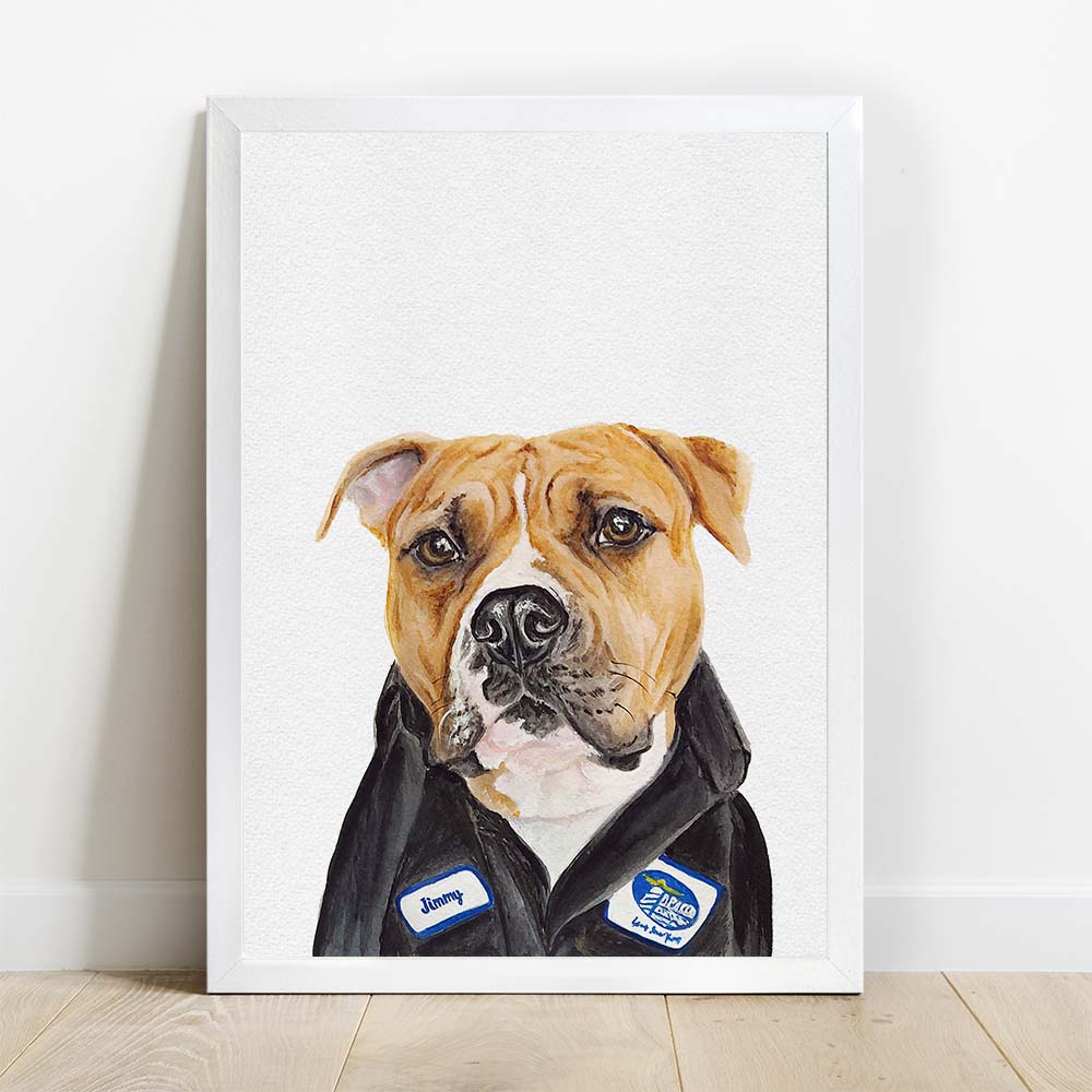 HILARIOUS Custom Pet Portrait From Photo 100% Watercolor Hand Painting Peekaboo