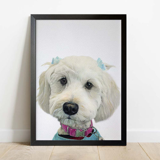 Custom Dog Portrait From Photo 100% Watercolor Hand Painting Peekaboo