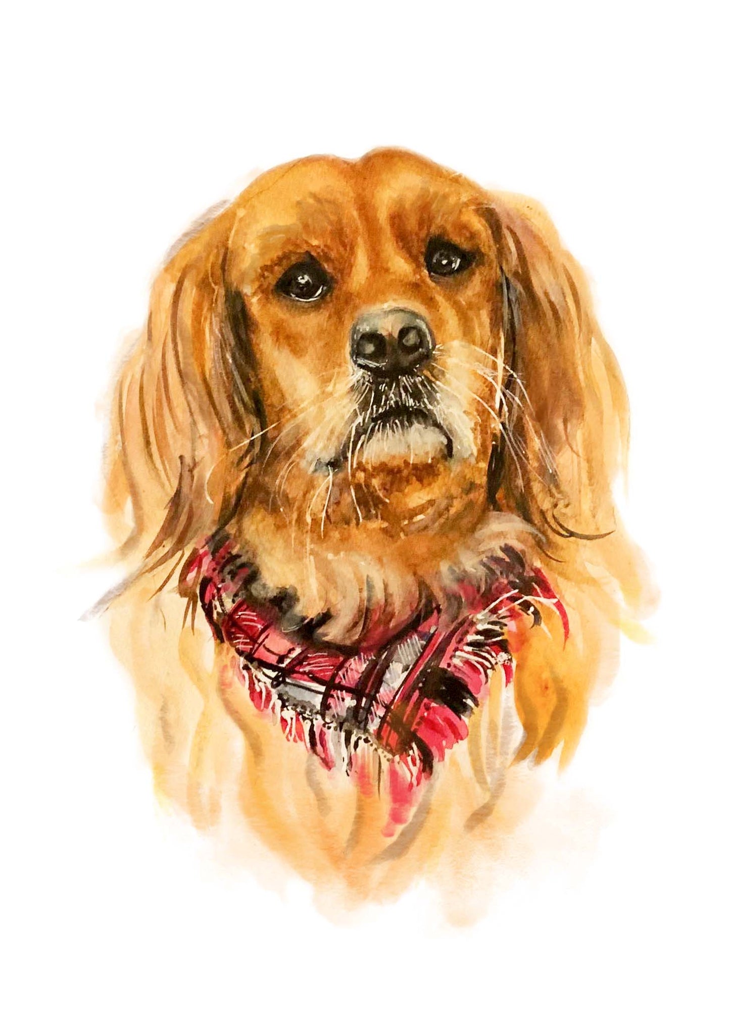 Custom Dog Portrait From Photo 100% Classic Water-color Hand Painting