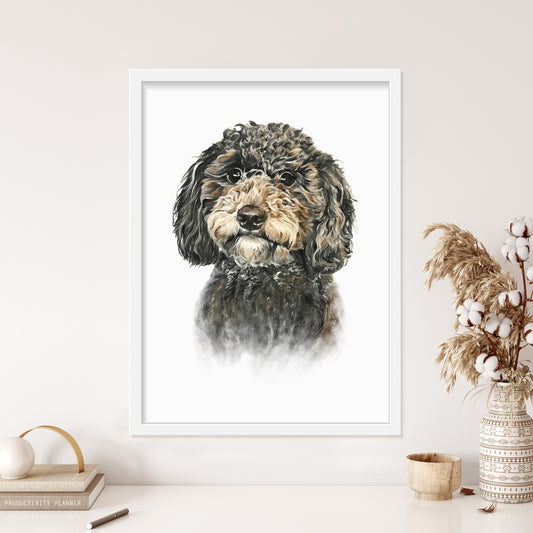 Custom Dog Portrait From Photo 100% Watercolor Hand Painting Classic