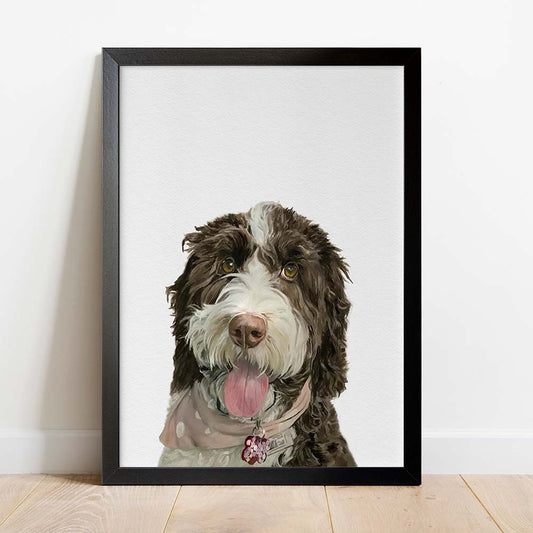 Custom Dog Portrait From Photo 100% Watercolor Hand Painting Peekaboo