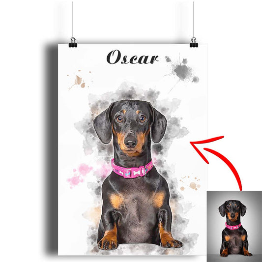 Custom Dog Portrait From Photo Digital Hand Painted Artwork