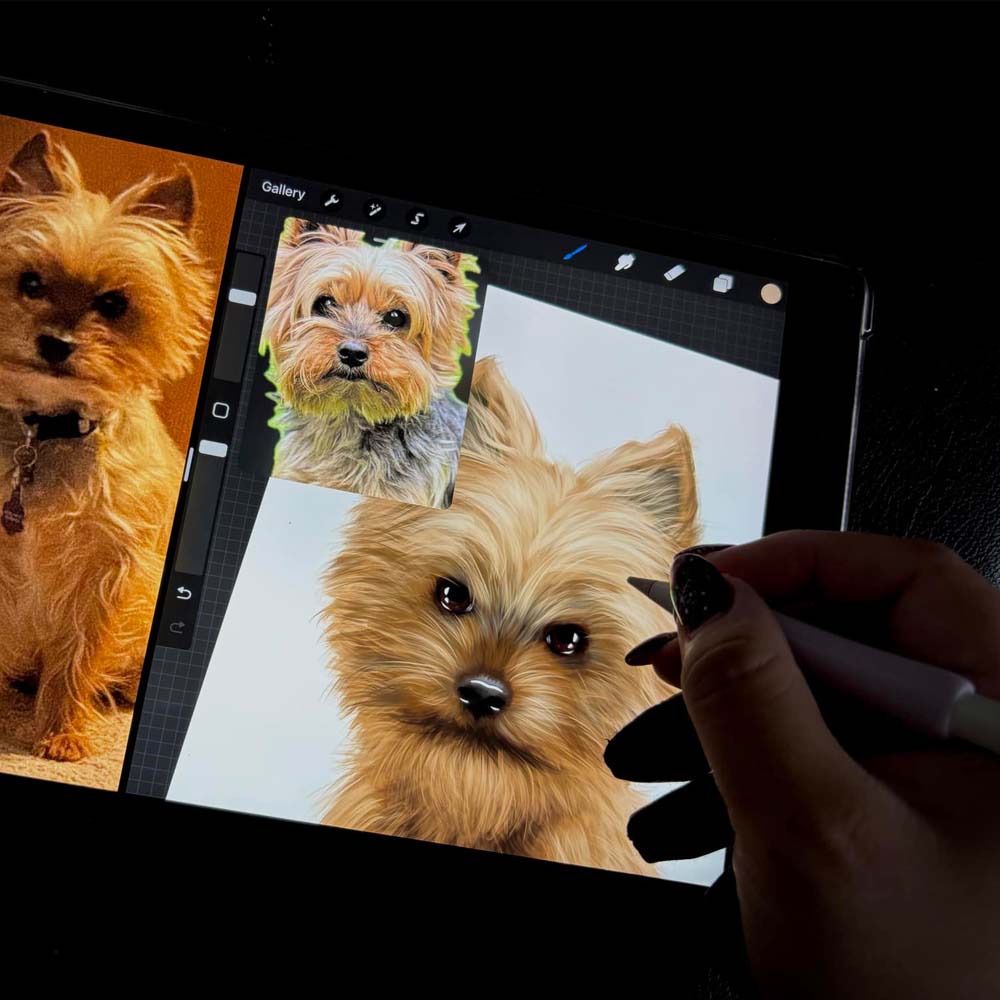 Custom Hand-Drawn Dog Portrait from Photo – Premium Physical Print