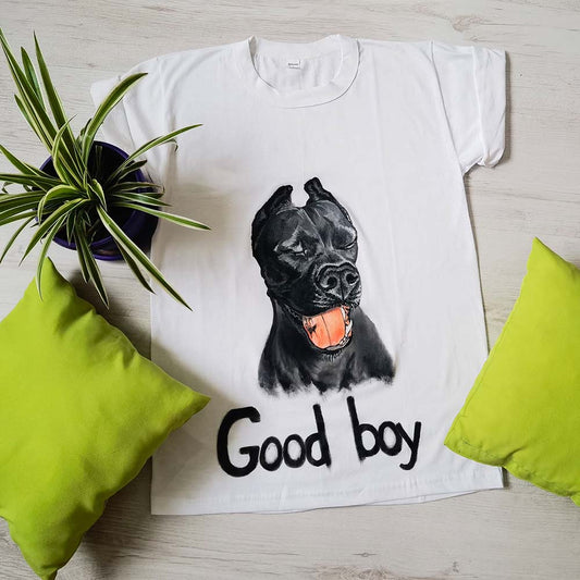 T-SHIRT With Personalozed Pet Portrait From Photo 100% Hand-Painted With Fabric Paints