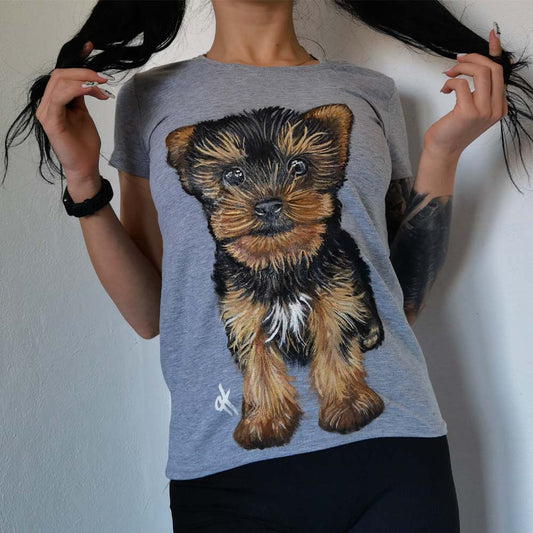 T-SHIRT With Personalozed Pet Portrait From Photo 100% Hand-Painted With Fabric Paints