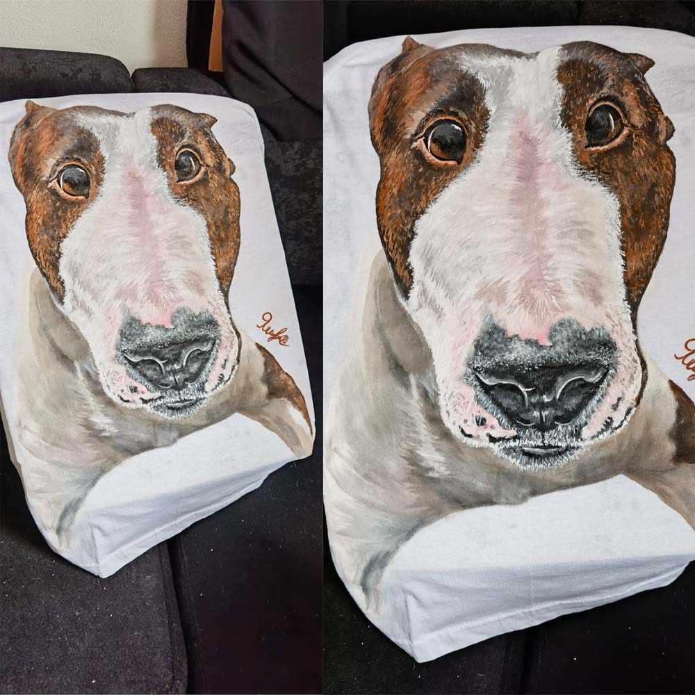 T-SHIRT With Personalozed Pet Portrait From Photo 100% Hand-Painted With Fabric Paints